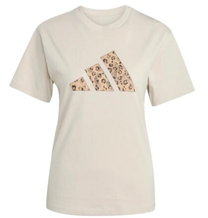 adidas – Franela Camiseta Deportiva Multi‑Sport con Estampado Animal – Beige – Talla XS