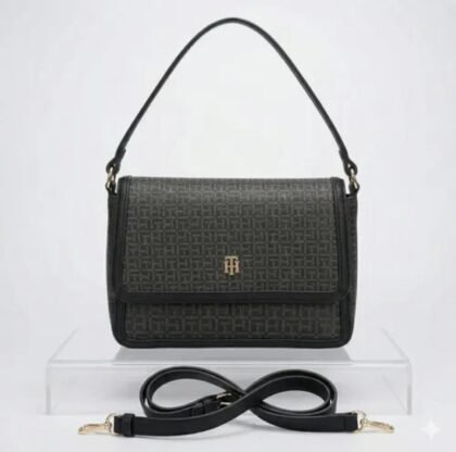 Tommy Hilfiger Monogram Crossbody – Bolso Negro para Mujer