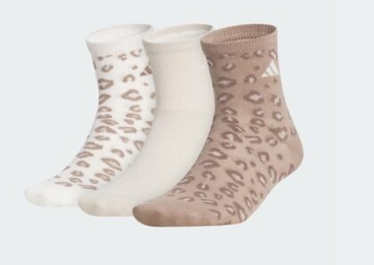 adidas – Medias Leopard Luxe para Mujer – High Quarter – Pack de 3 – Blanco