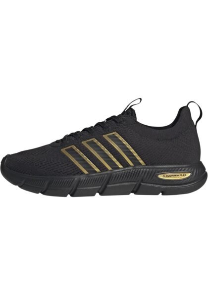 Adidas Cloudfoam Flex Slounge para Mujer – Negro con Detalles Dorados – Talla 7.5