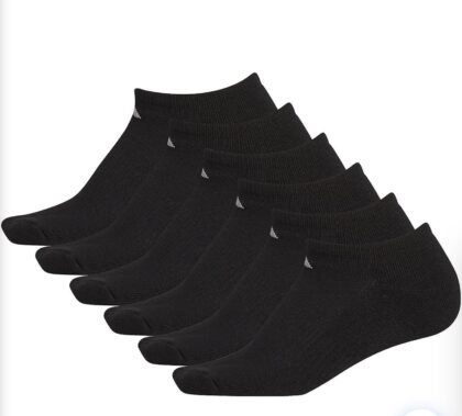 adidas – Medias Calcetines Deportivos Acolchados No‑Show para Mujer – Pack de 6 – Negro