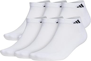 Adidas Men’s Athletic Cushioned Low Cut Ankle Socks – 6 Pairs – White