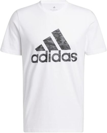 Adidas Men’s Camo Short Sleeve Logo Tee White – Franela Deportiva Hombre Talla M