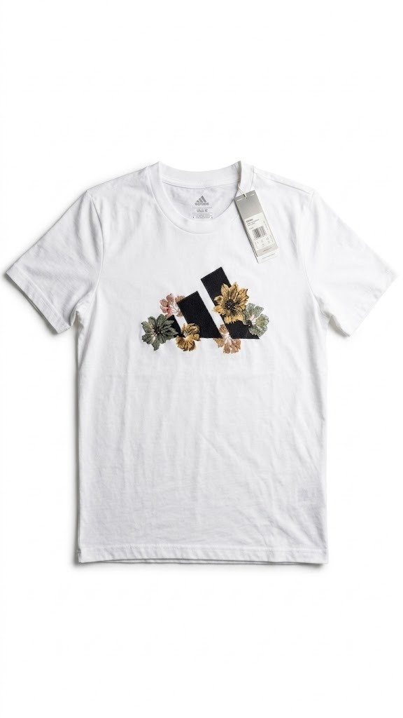 Adidas W Floor Logo2 T Multi Sport – White – Talla M flores otono - Image 3