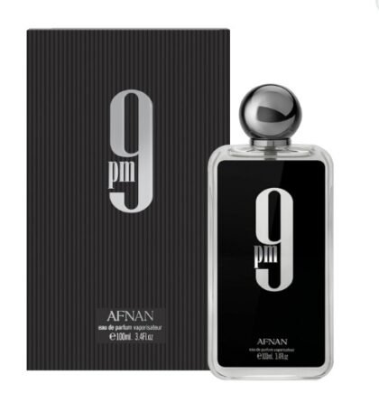 Afnan 9 PM Eau de Parfum para Hombre 3.4 oz – Perfume Dulce Ámbar Vainilla con Gran Proyección