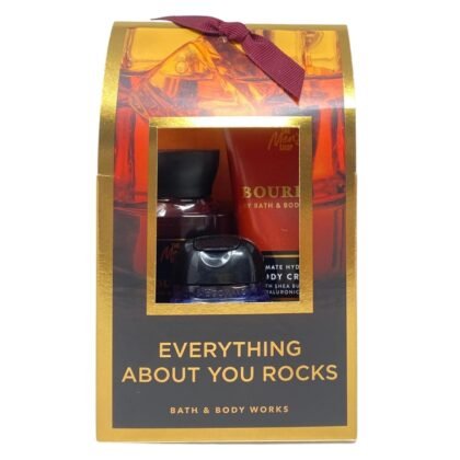 Bath & Body Works Everything About You Rock Gift – Bourbon Body Cream + 3‑in‑1 Wash + Ocean Hand Gel – Travel Size