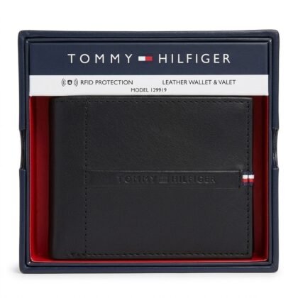 Cartera Tommy Hilfiger Hombre Piel Original RFID – Modelo 129919 – Billetera Negra