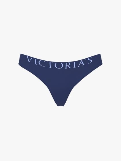 Victoria’s Secret Exploded Logo Cotton Thong Panty – Tanga de Algodón Ink Blue