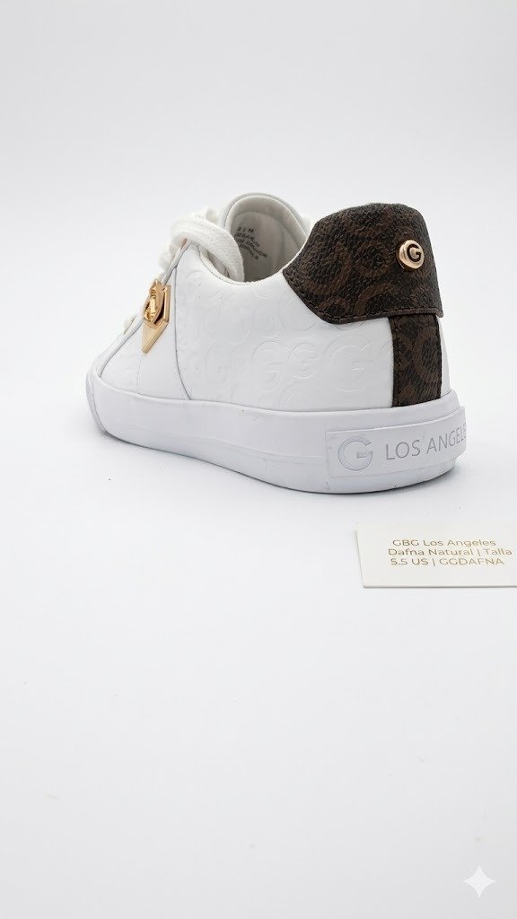 GBG Los Angeles Dafna – Zapatillas Blancas con Detalles Marrón y Dorado – Talla 5.5 - Image 3