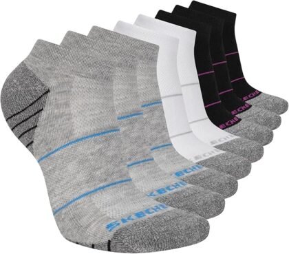 Skechers Women’s Low Cut Socks – 6 Pares – Talla 9-11 – White/Multi