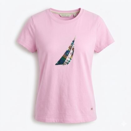 Nautica Women’s Sustainably Crafted Sequin J‑Class Gradient Graphic T‑Shirt – Multi