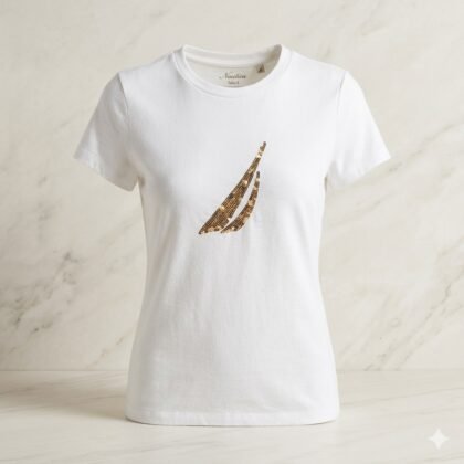 Nautica Sequin Logo Graphic T-Shirt Blanca Talla S