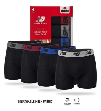 New Balance Athletic Mesh Boxer Briefs 4 Pack Talla XL Gris Vinotinto Azul