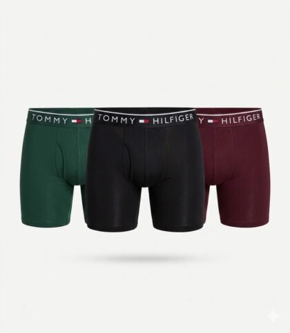 Pack 3 Boxers Tommy Hilfiger Verde Negro Vinotinto Talla L