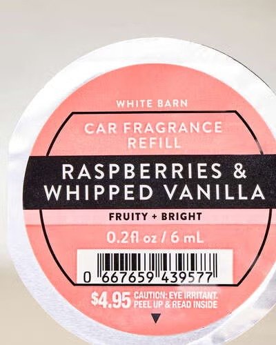 Bath & Body Works Raspberries & Whipped Vanilla AMBIENTADOR DE AUTOS/Car Fragrance Refill – Fragancia para Carro