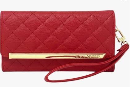Steve Madden – Billetera Triple para Mujer ROJA (Trifold Wallet) – Diseño Moderno y Elegante