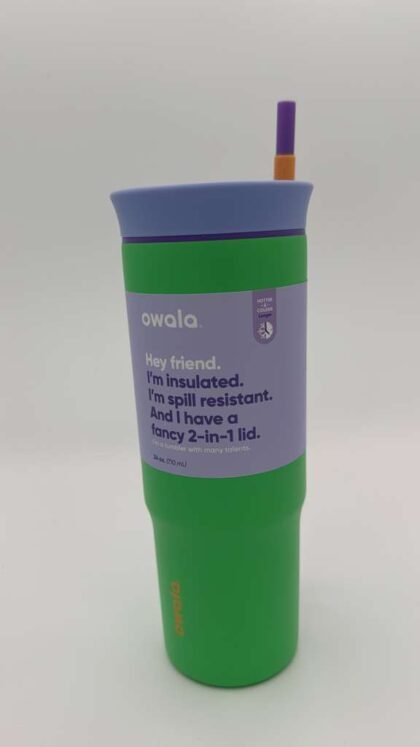 Termo Owala FreeSip 24 oz – Verde con Tapa Morada – Original