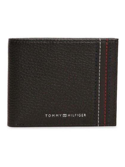 Tommy Hilfiger Billetera de Cuero Bifold para Tarjetas – Marrón Oscuro