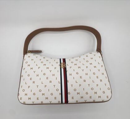 Tommy Hilfiger Bolso de Mano y Crossbody Monogram Bandolero Blanco con Logo TH Metálico