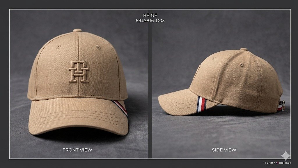 Tommy Hilfiger Embroidered Logo Cap – Gorra Beige Ajustable – Modelo 69JA816‑D03 - Image 2