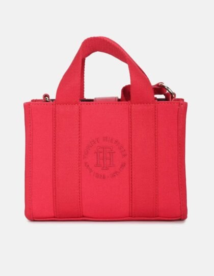 Tommy Hilfiger Solid Red Cotton Sling Bag rojo mano