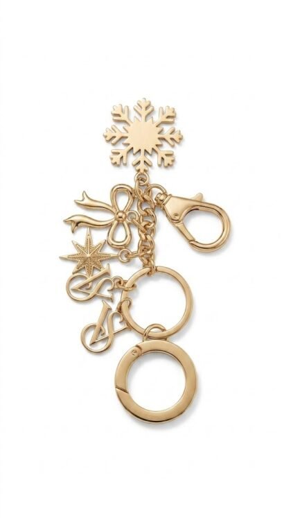 Victoria’s Secret Gold Bow & Stars Charm Keychain – Llavero Dorado para Mujer