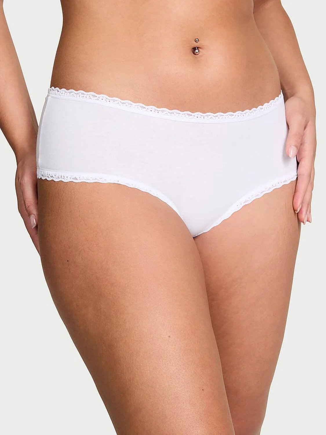 Victoria’s Secret Cotton Lace-Waist Cheeky Panty White - Image 2