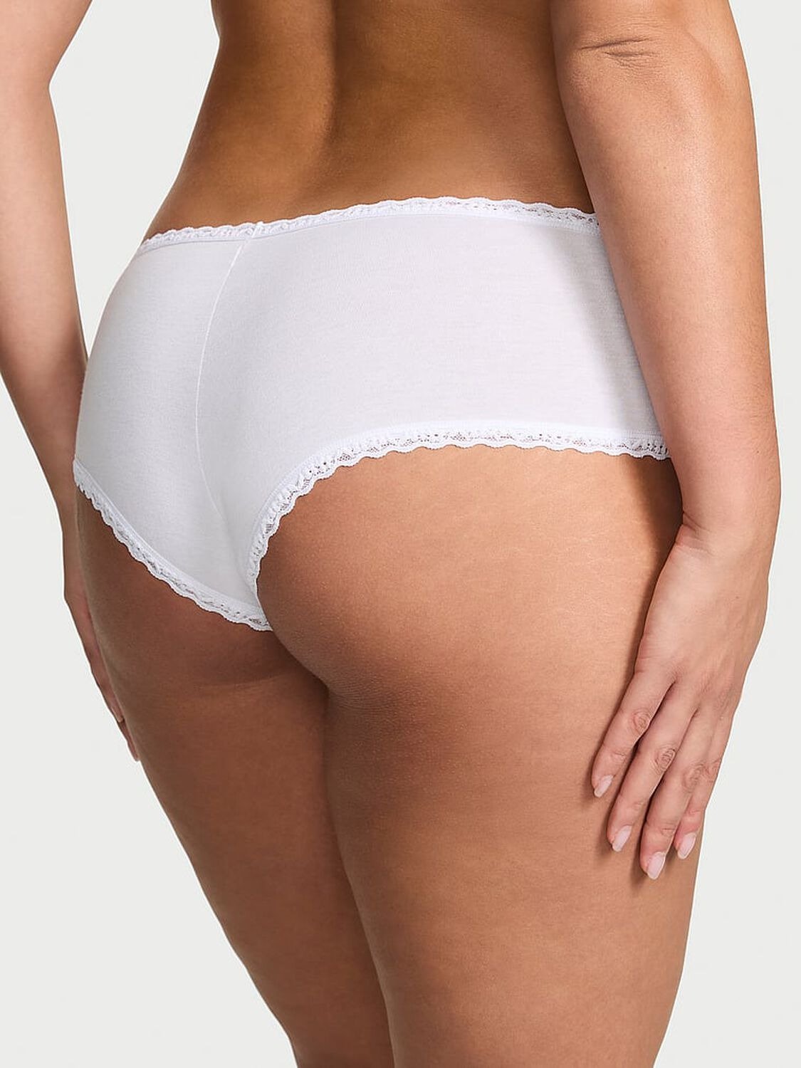 Victoria’s Secret Cotton Lace-Waist Cheeky Panty White - Image 3