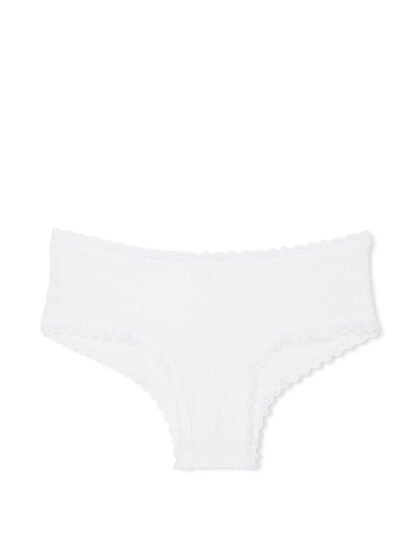 Victoria’s Secret Cotton Lace-Waist Cheeky Panty White