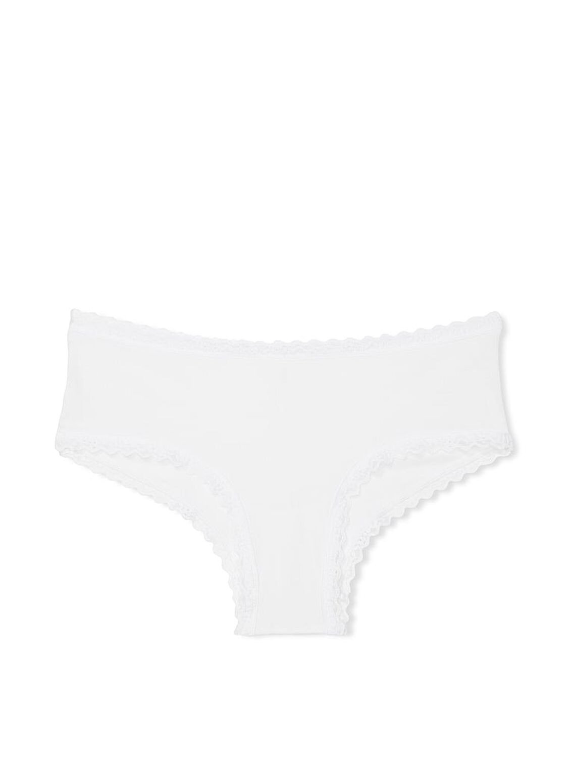 Victoria’s Secret Cotton Lace-Waist Cheeky Panty White