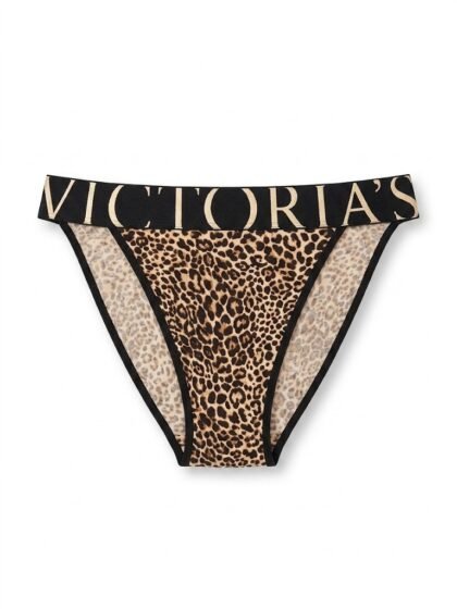 Victoria’s Secret Exploded Logo Cotton 90s Brief Panty – Leopard Print