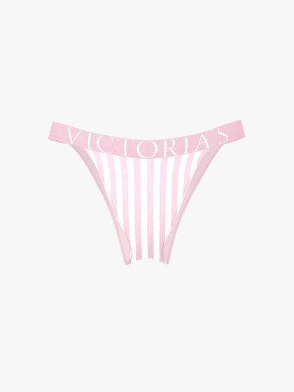 Victoria’s Secret Exploded Logo Cotton 90s Brief Panty Pretty Blossom Stripes hilo