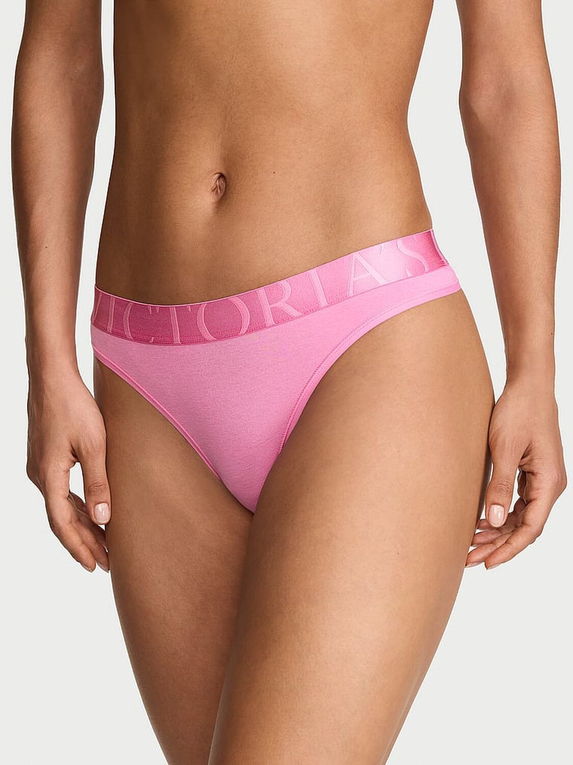 Victoria’s Secret Exploded Logo Cotton Thong Panty Pink Sugar - Image 2