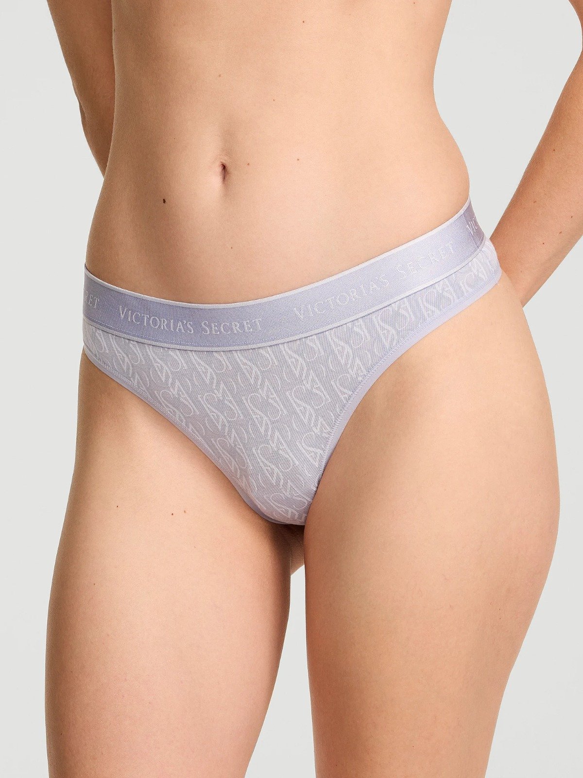 Victoria’s Secret Logo Cotton Thong Panty Icy Lavender Vs Lock Up - Image 2