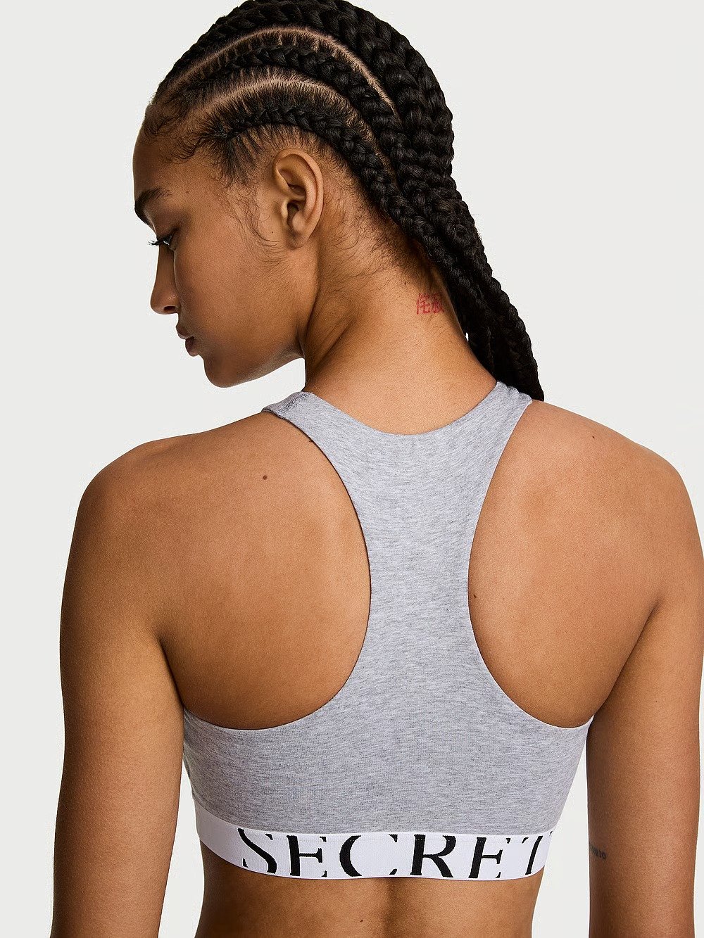 Cotton Exploded Logo Unlined High-Neck Bralette – Medium Heather Grey | Victoria’s Secret - Image 3