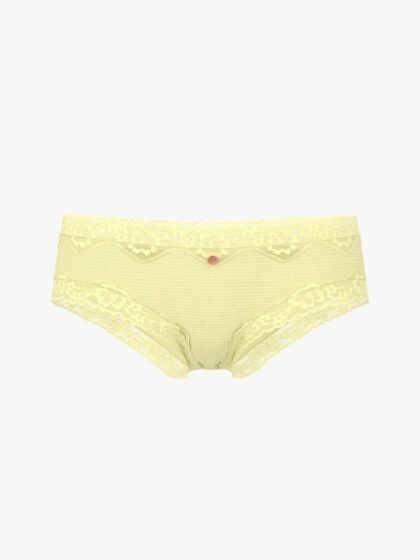 Lace Trim Cotton Shadow Stripe Lace-Waist Cheeky Panty