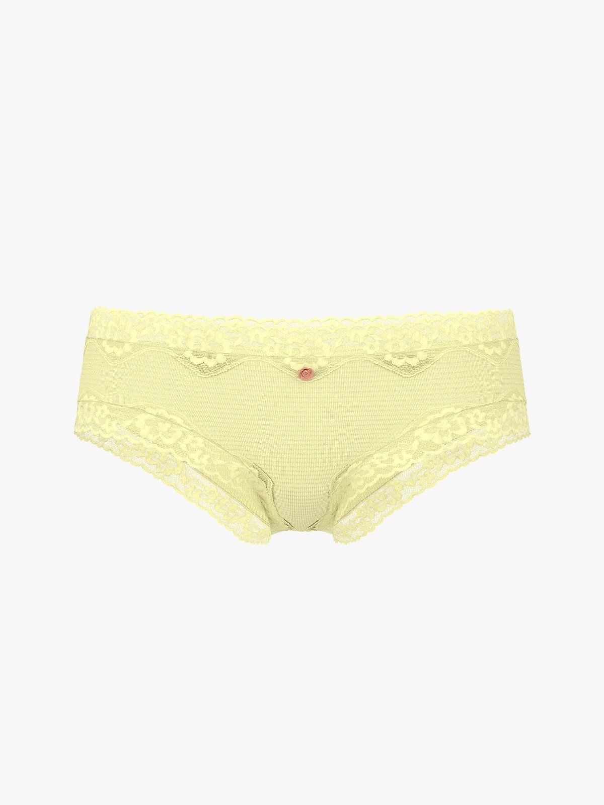 Lace Trim Cotton Shadow Stripe Lace-Waist Cheeky Panty