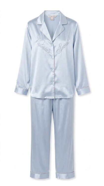 Victoria’s Secret Glazed Satin Long Pajama Set Light Blue ST11281253 7D0G