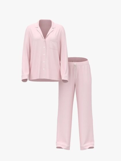Victoria’s Secret Heritage Cotton Long Pajama Set Heather Pink Petal