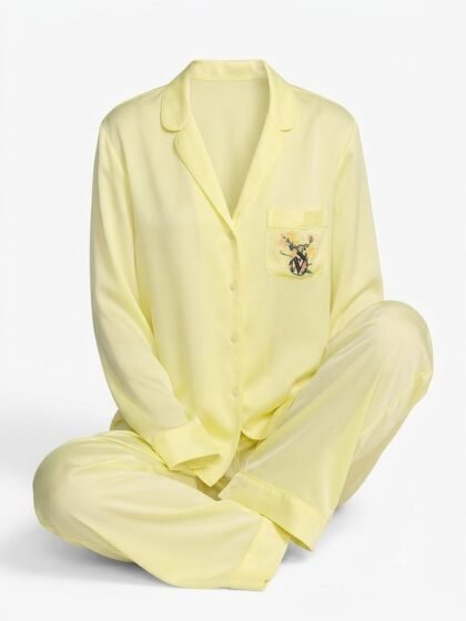 Victoria’s Secret Signature Satin Long Pajama Set Lemonade M