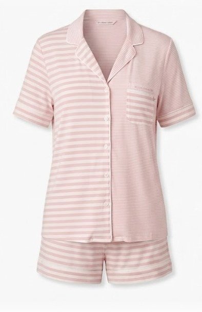 Victoria’s Secret SoSoft Modal Short Pajama Set Coconut White & Blue Stripes