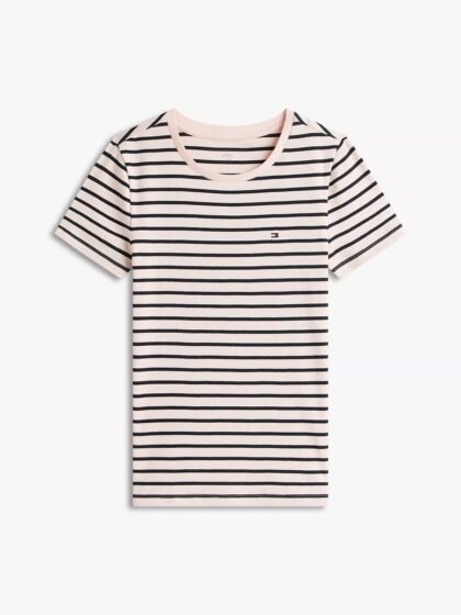 Tommy Hilfiger Striped Crewneck Favorite T-Shirt Icy Pink – Talla M