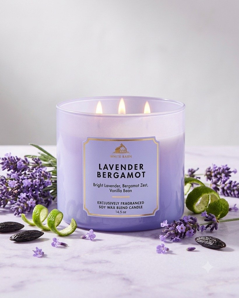 White Barn Lavender Bergamot 3-Wick Scented Candle 14.5 oz - Image 3