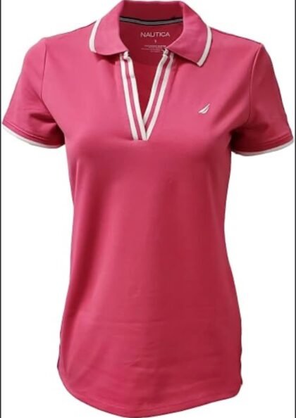 Polo Nautica para Mujer Sustainably Crafted Cuello V Rosa Lotus