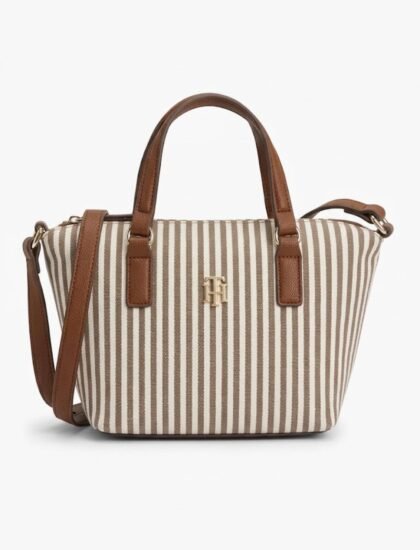 Bolso Tommy Hilfiger Bandolero Beige con Asa Marrón para Mujer