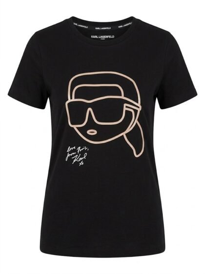 Camiseta Karl Lagerfeld Jeans High Risk Red con Logotipo Frontal en Contraste y Algodón Orgánico