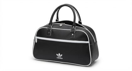 Bolso de Mano Deportivo Duffle Adidas Originals Adicolor - Negro con Ribetes Blancos y Logo Trifolio (KD7851)