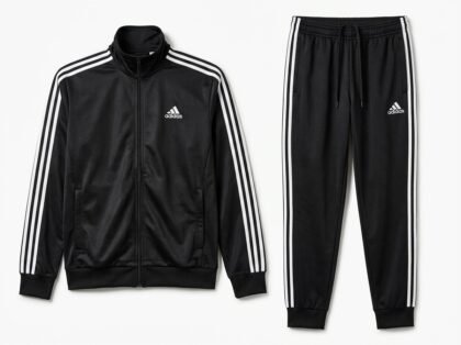 Conjunto de Mono Deportivo 2 Piezas Tricot para Hombre Adidas (Chaqueta + Pantalón) - Negro con Franjas Blancas (1896539) - Talla L