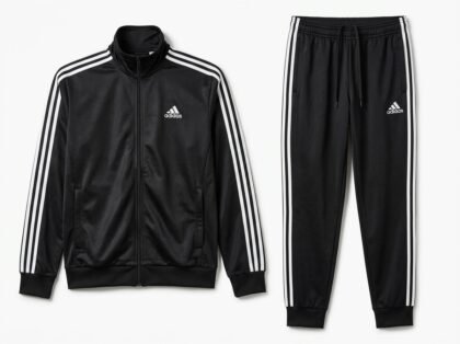 Conjunto de Mono Deportivo 2 Piezas Tricot para Hombre Adidas (Chaqueta + Pantalón) - Negro con Franjas Blancas (1896539) - Talla S