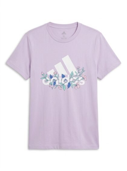 Franela Camiseta Adidas Floral Logo - Lila Lavanda (Violet Tone) - Talla XL para Mujer